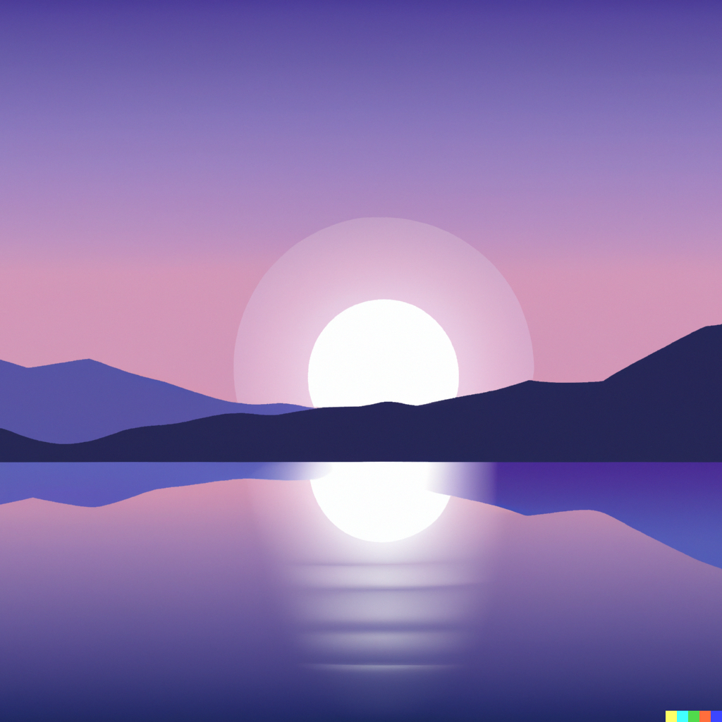 Smooth purple sunset vector landscape with water prompt