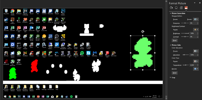 The process used to position the sprites within my desktop icons